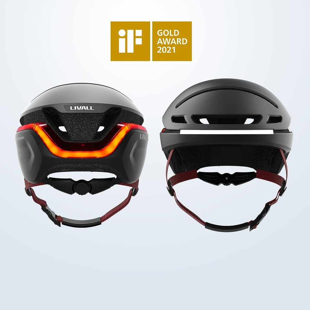 LIVALL EVO21 Smart Cycling Helmet SOS Alert Bluetooth Helmet Offer 360°Warning Light Brake Warning Light and Turn Signals, Urban Bicycle Helmet for Adults, E-Bikes, Scooters, Commuter, Mountain Bikes