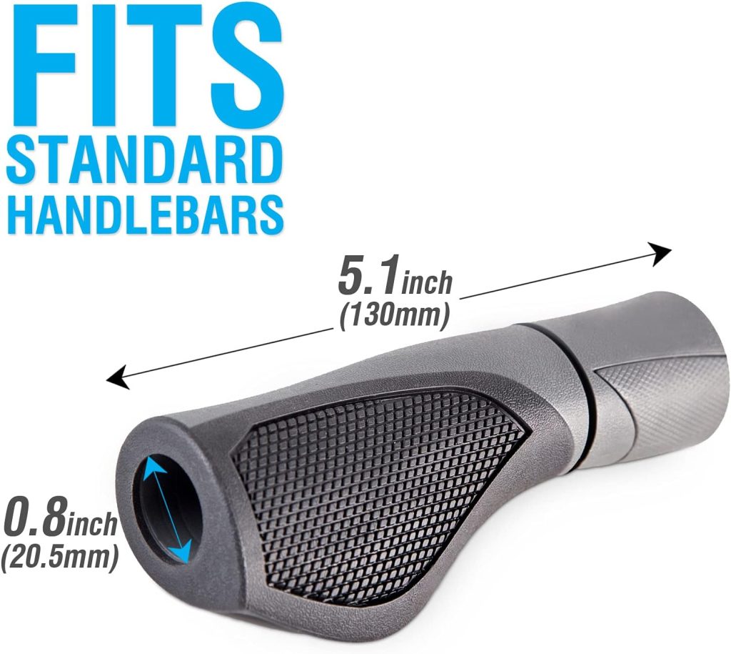 MARQUE Ergo Bike Handlebar Grips – Non-Slip Bike Handle Grip with Ergonomic Comfort Design for Bicycle Flat Handle Bar – Fit Mountain Bike, E-Bike, Hybrid, City Commuter Bikes, Scooter