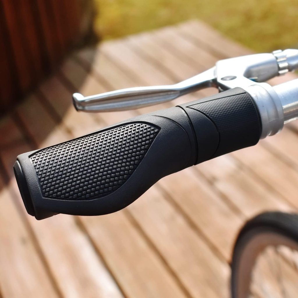 MARQUE Ergo Bike Handlebar Grips – Non-Slip Bike Handle Grip with Ergonomic Comfort Design for Bicycle Flat Handle Bar – Fit Mountain Bike, E-Bike, Hybrid, City Commuter Bikes, Scooter