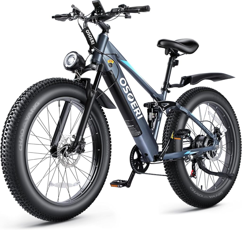 Amazon.com : Osoeri 26 x 4 Fat Tire Electric Bike for Adults, 750W BAFANG Motor 48V 16Ah Battery Ebikes, Hydraulic Disc Brakes Dual Shock Absorber 28Mph Shimano 7-Speed Mountain Electric Bicycle, UL Certified : Sports Outdoors